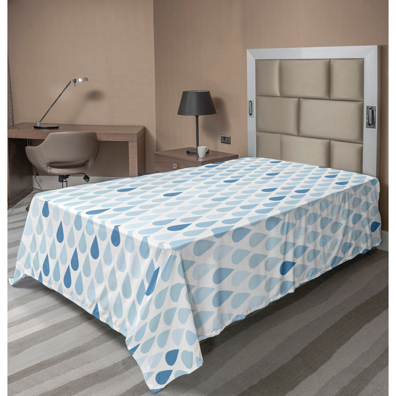 Drap-housse bleu Ambesonne, Drap plat pour lit simple