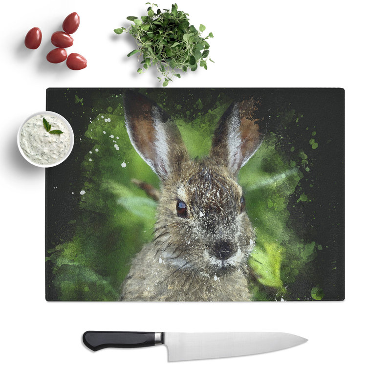 Rabbit Paint Splash Chopping Board, 0.4cm H x 28.5cm W x 39cm L