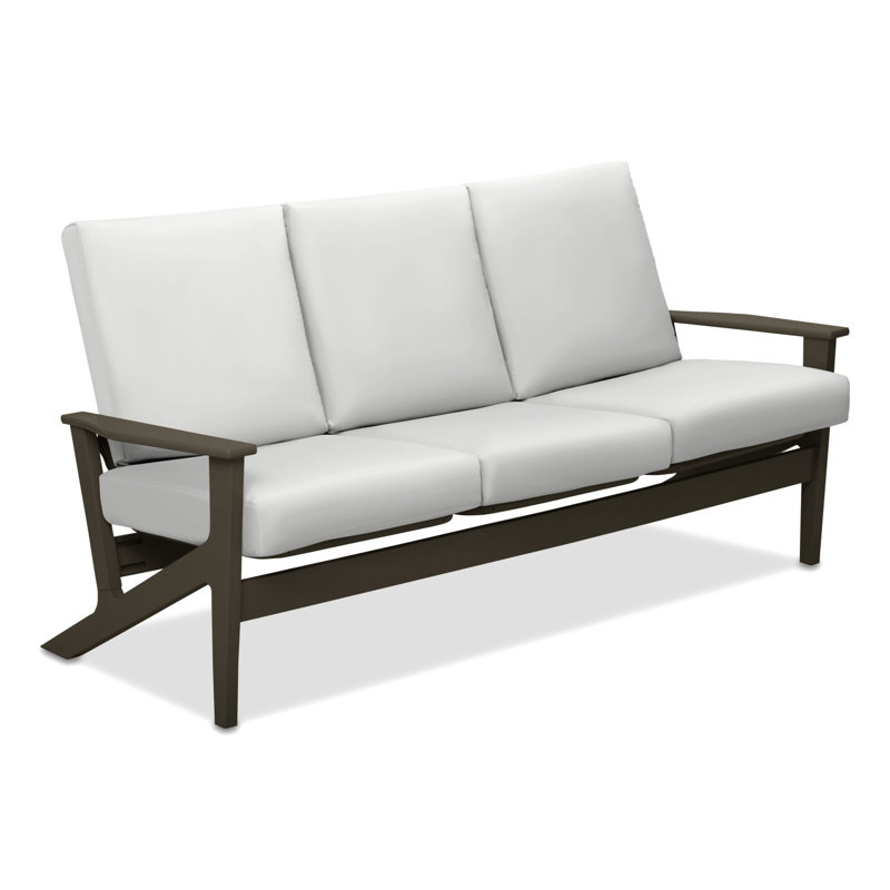 Chrisa 74.5'' Wide Patio Sofa with Cushions, White, Beachwood
