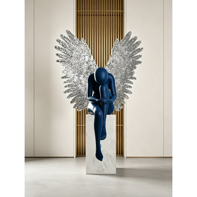 Article décoratif en fibre de verre ange sculpté de style luxueux