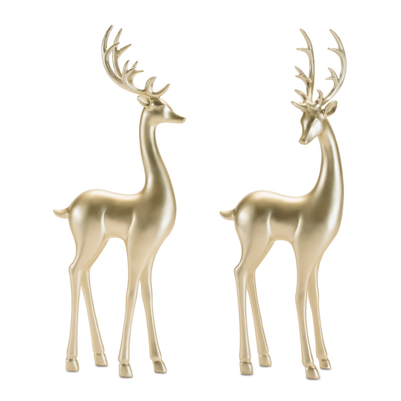 Figurine moderne cerf métallique (ensemble de 4)