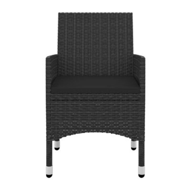 Ensemble de salle à manger rectangulaire pour 6 personnes avec coussins Nikai, Noir, 4