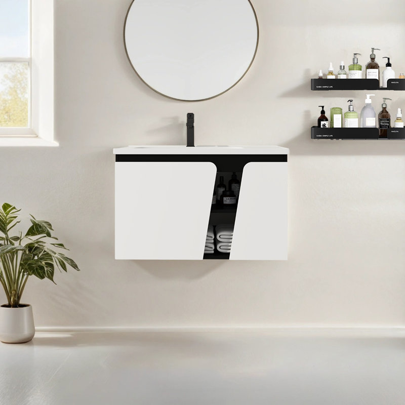 Meuble-lavabo simple 31,74 po avec plateau en céramique Ackor