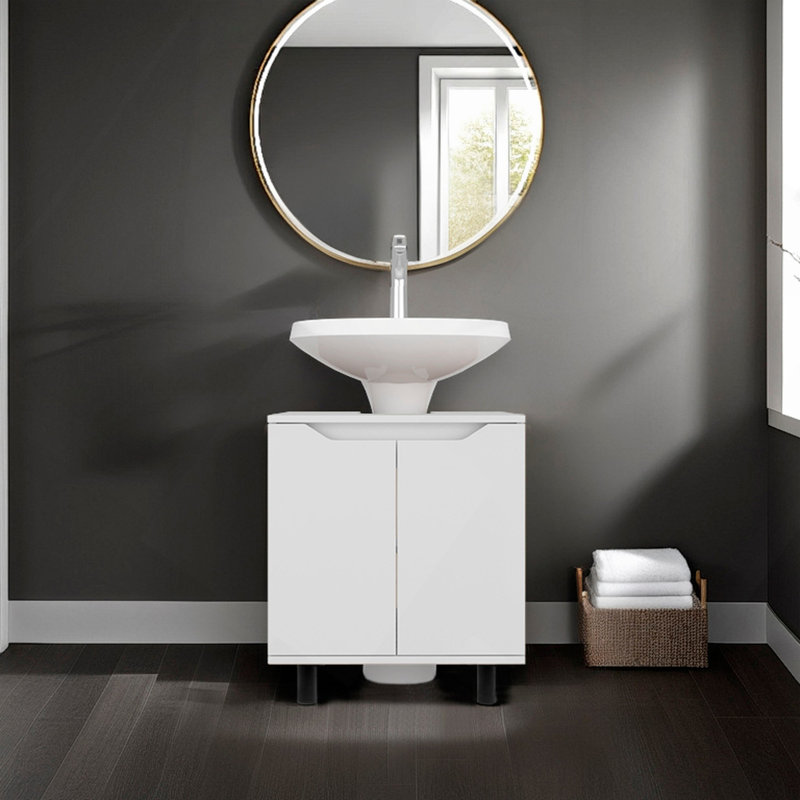 White Bathroom Vanity Cabinet For Pedestal Sink, White