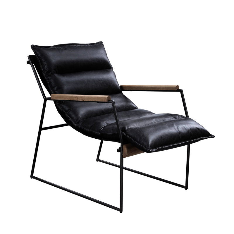 Cuir de grain supérieur, fauteuil d'appoint, coussin de siège serré, largeur de 22 po, hauteur totale de l'ensemble de fabrication en mousse patinée, profondeur de 20 po, accoudoir de 24 po