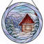 Panneau de vitrail 12 "H Winter Cabin-2085035808