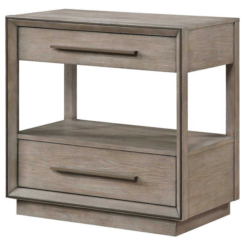 Table de chevet 2 tiroirs Hendrick, Gris