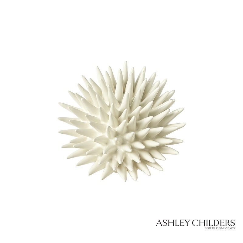 Urchin-White-Sm, 3.25" H x 7" W x 7" D