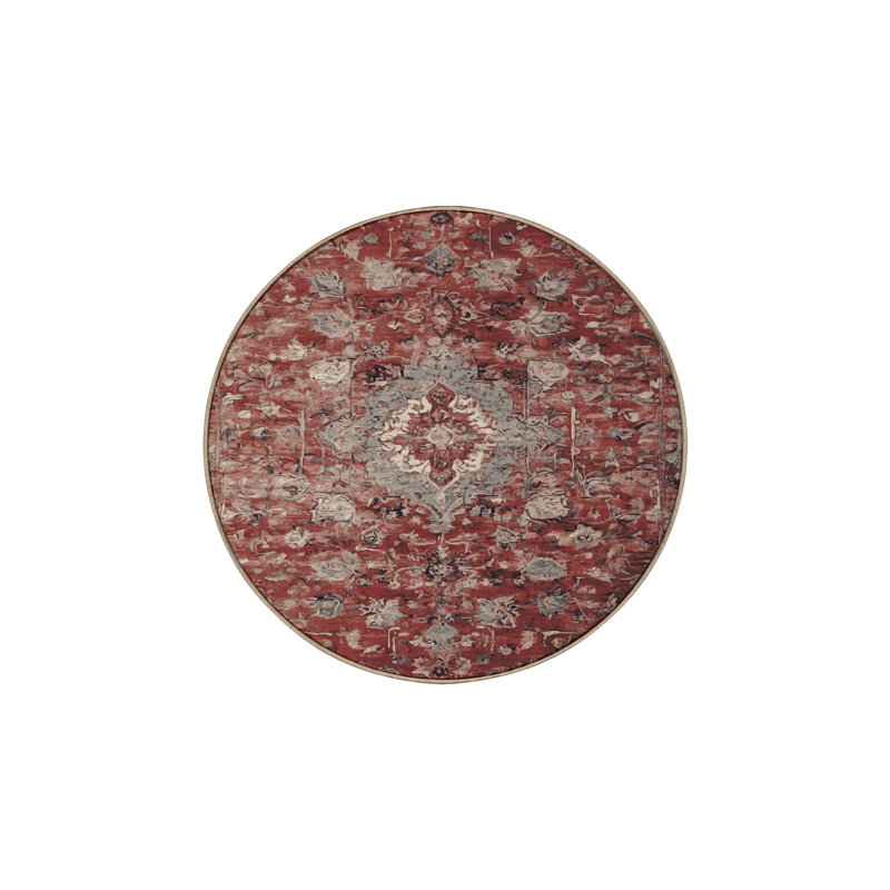 Tapis gris lavable à la machine, Rond 6 pi