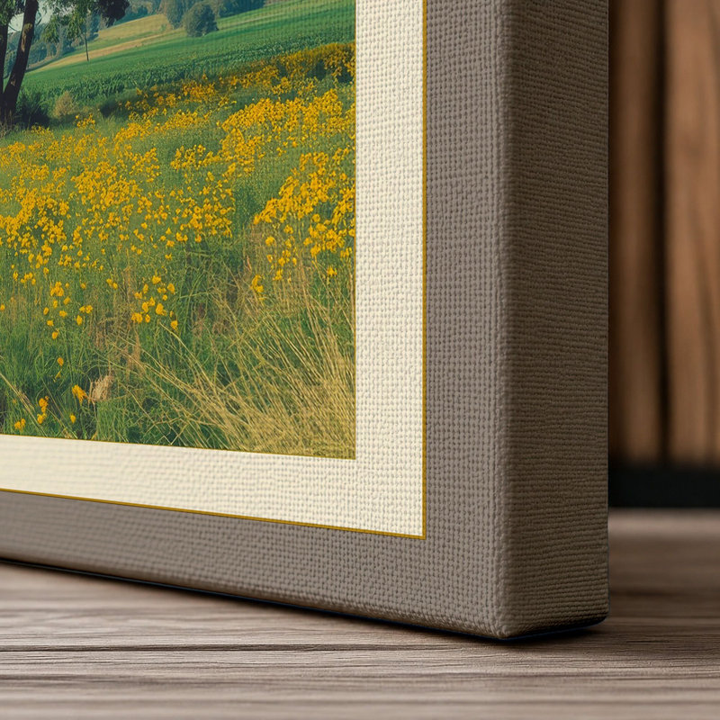 Pastoral Meadow Rustic - Wrapped Canvas, 18x12 - 45.7 x 30.5 cm, Taupe Border