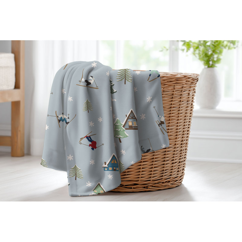 Couverture en velours de polaire Downhill, L 80 po x l 60 po, Bleu géométrique