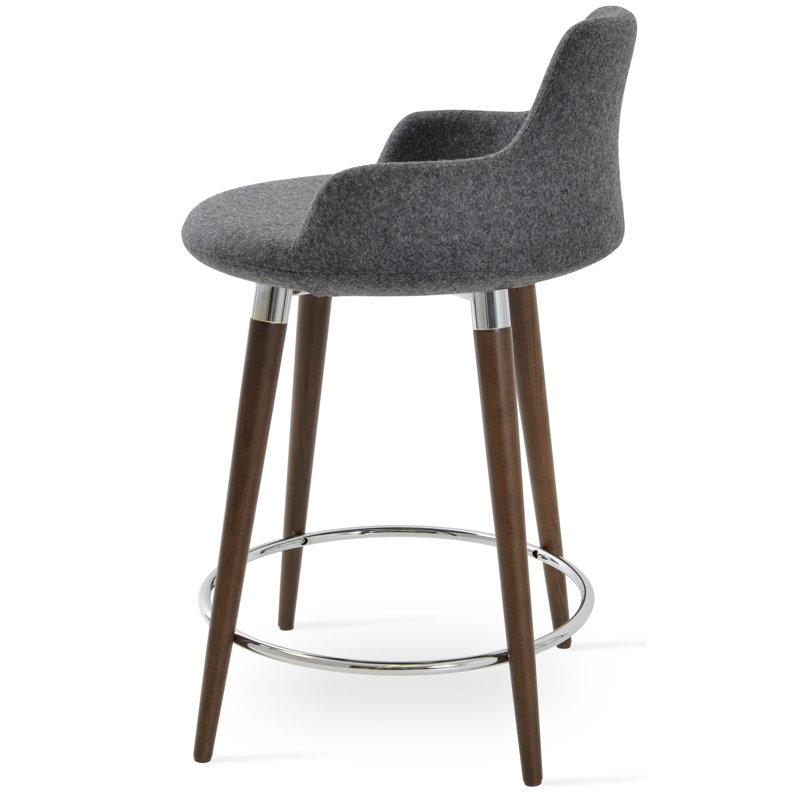 Dervish 29.5" Bar Stool, Natural, Leatherette-Black