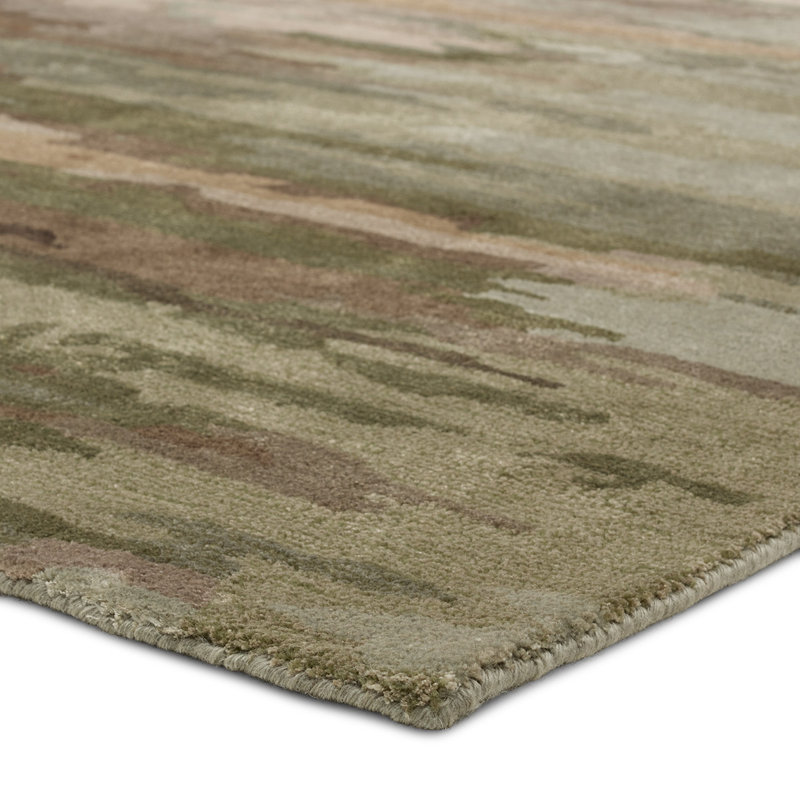 Tapis vert en mélange de laine touffeté à la main Comito, Rectangle 9 pi x 12 pi