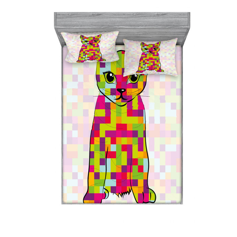 Ensemble de draps Kitty, Ensemble de draps pour lit double avec un drap-hou