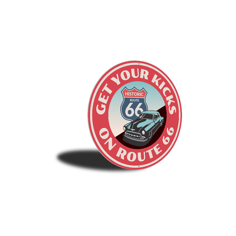 Panneau «Get Your Kicks On» sur la Route 66, H 18 po x l 18 po x P 0,06 po