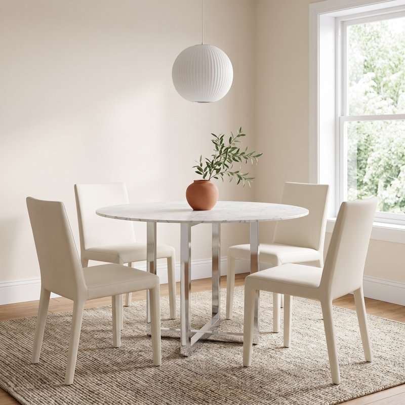 Dern Marble Round Dining Table, 48" W x 48" L, Pub Table (36" Height)