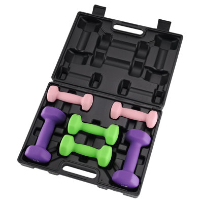 Neoprene Dumbbell Set for Women  Kids  3 Pairs 235 lbs with Storage Case NonSlip Hexagonal Hand Weights for Home Gym Workouts
