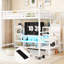 Metal Loft Bed With Tv Cabinet, Stairs & Wardrobe - White Simplicity ' Full Size Stand Efficient Storage-825766793