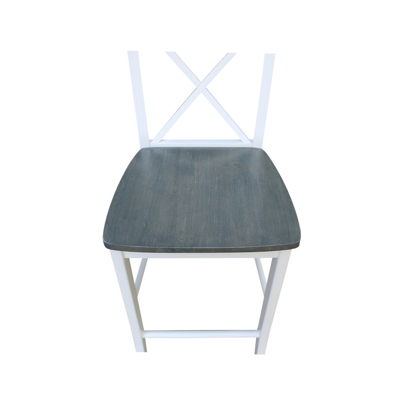 Tabouret de bar et de comptoir Guzik, Tabouret de comptoir (assise de 24 po de hauteur), Blanc / gris bruyère