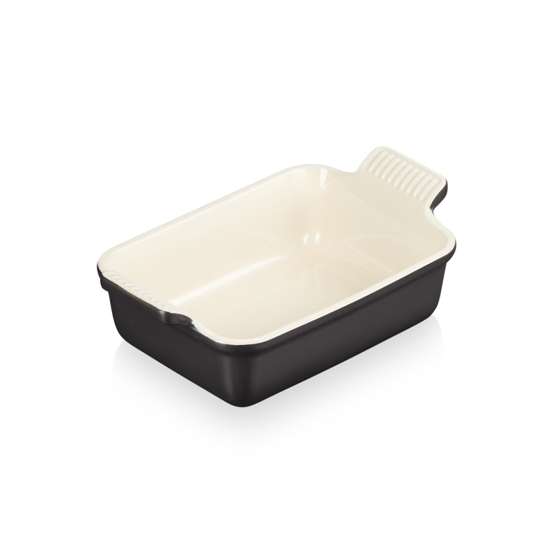 Le Creuset Stoneware Heritage Rectangular Dish, Satin Black, 19cm/1.1L