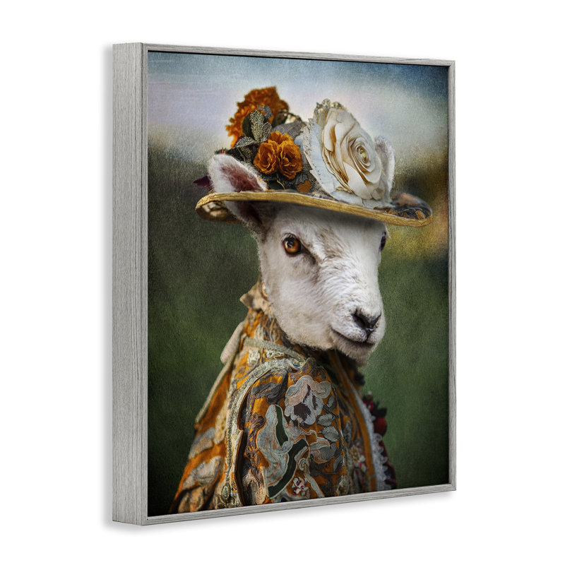Portrait de mouton à la mode par estampe numérique par Karen Burke, Estampe numérique Farmhouse, H 20 po x l 16 po