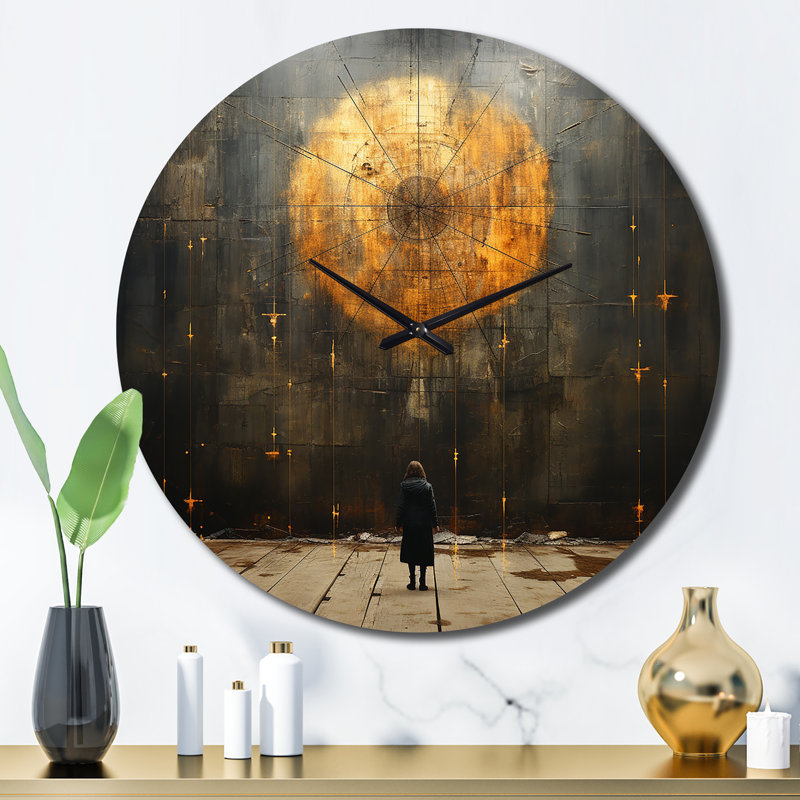 Pleine lune, Révélations, Illustration rétro I - Horloge murale paysage abstrait, Grand