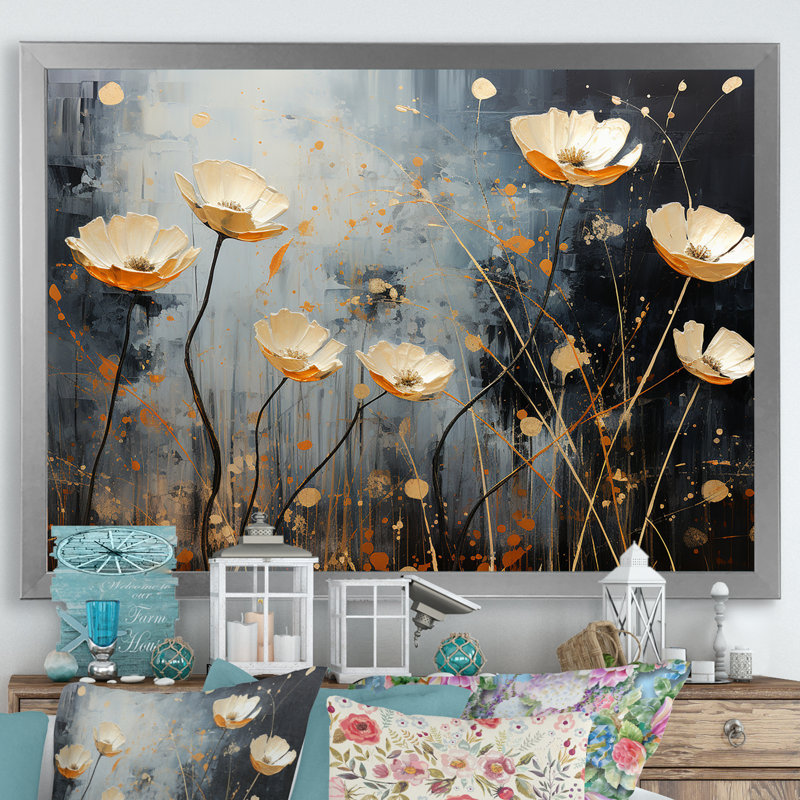 Gilded Garden Blooming Meadows I, H 34 po x l 44 po x P 1,5 po, Cadre simple argenté