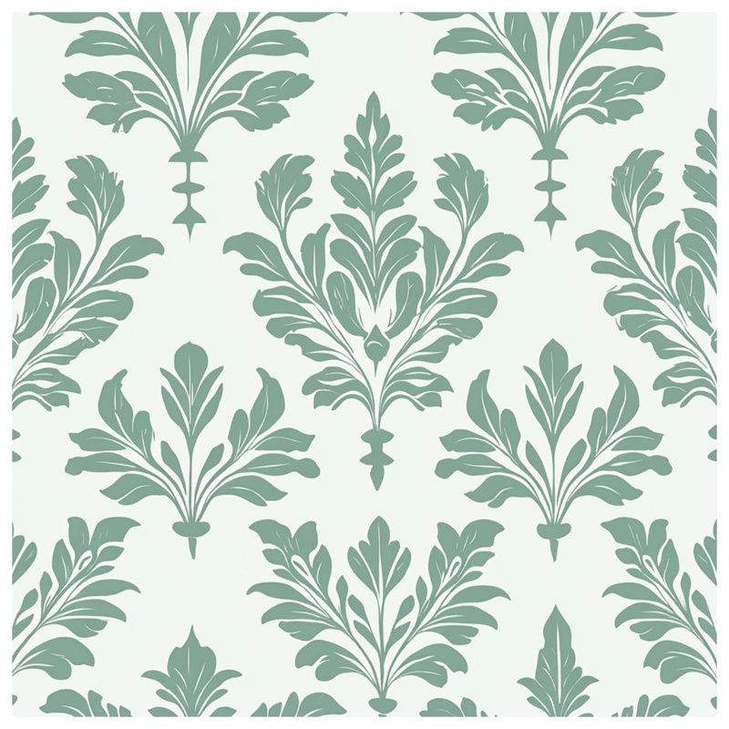 Green Leafy Damask Shower Curtains Extra Long, 70in W x 72in H