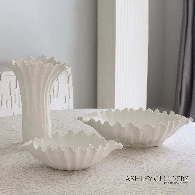 Organic Wave Oval Bowl-White-Lg, White, 6.25" H x 24" W x 14.25" D