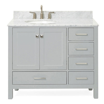 Flynt 43'' Single Bathroom Vanity with Carrara Marble Top