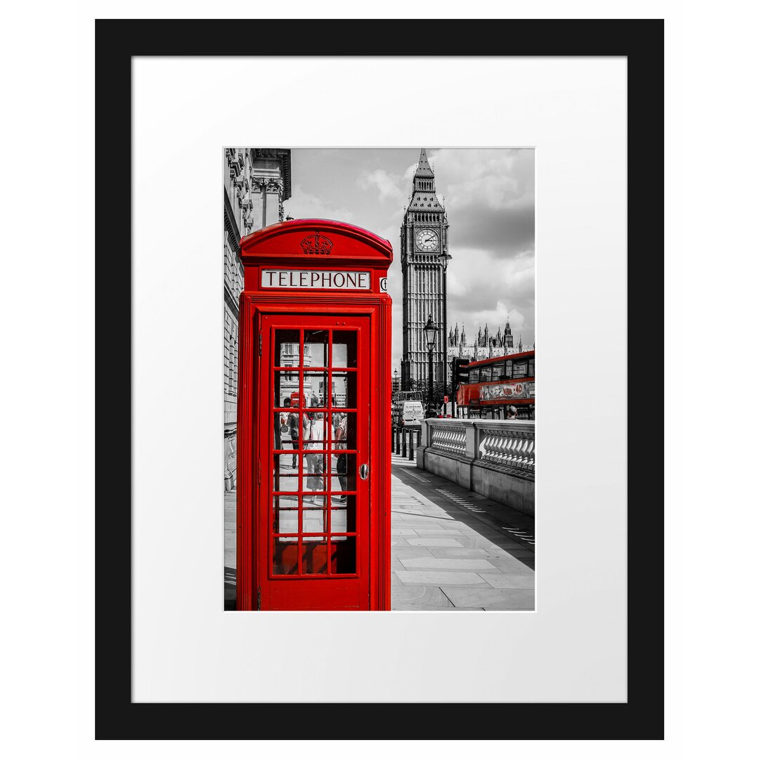 Gerahmter Fotodruck Telephone Box in London