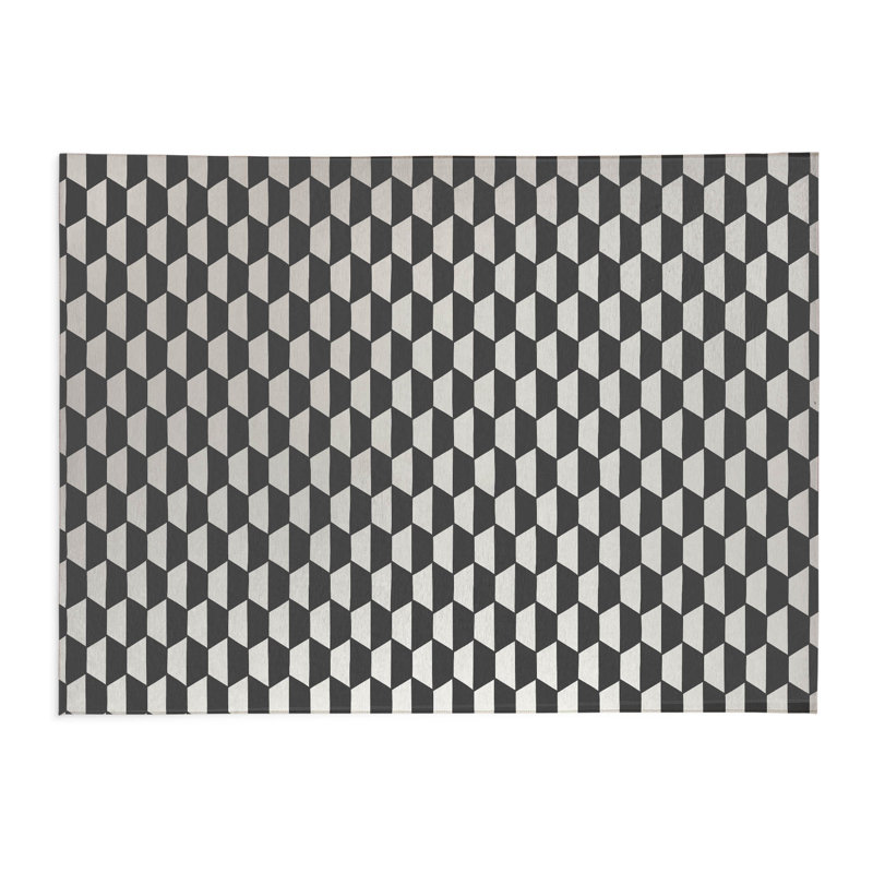 Hex Kids Play Mat, Ivory/Charcoal, Rectangle 2' x 3'