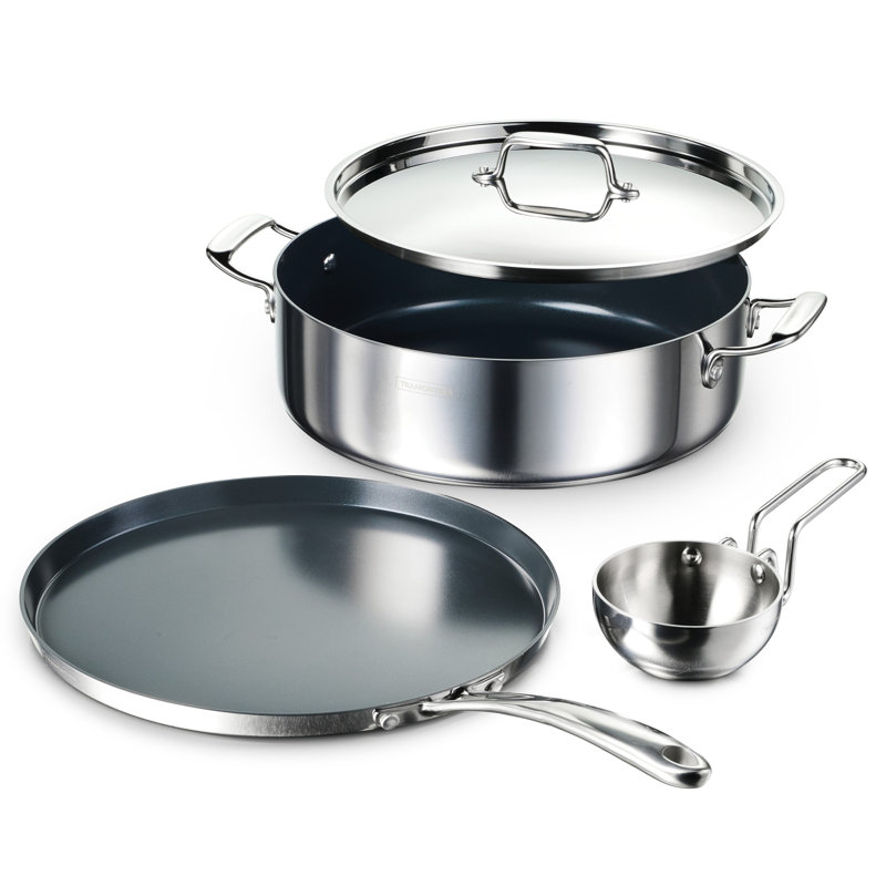 Tramontina Utsava Tri-Ply Ceramic Clad Stainless Steel Pots and Pans Set (Set of 3)