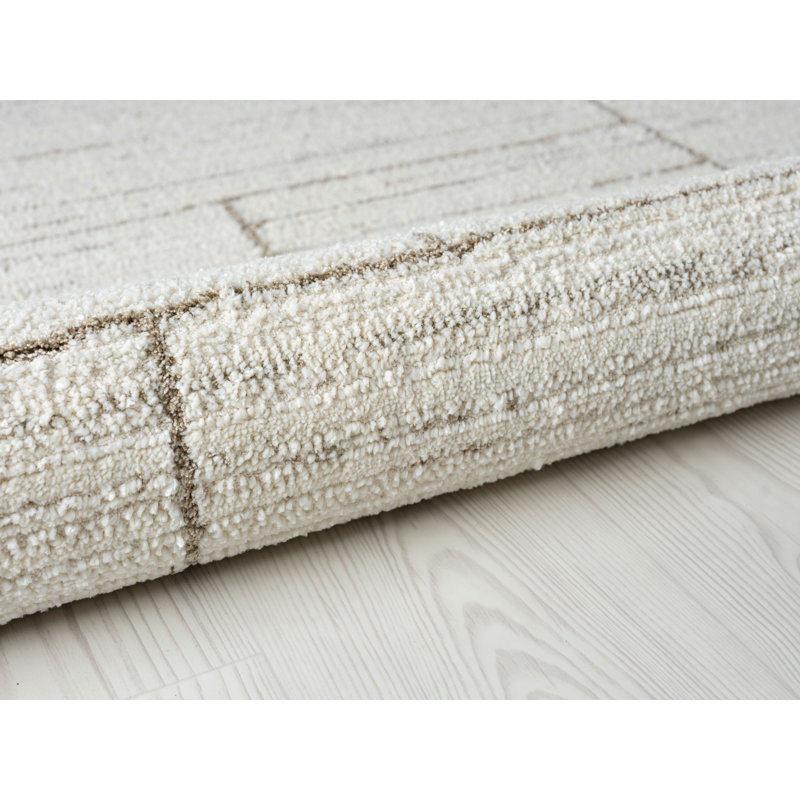 Tapis à lignes abstraites Mervela, ivoire, Rectangle 5 pi 3 po x 7 pi 3 po