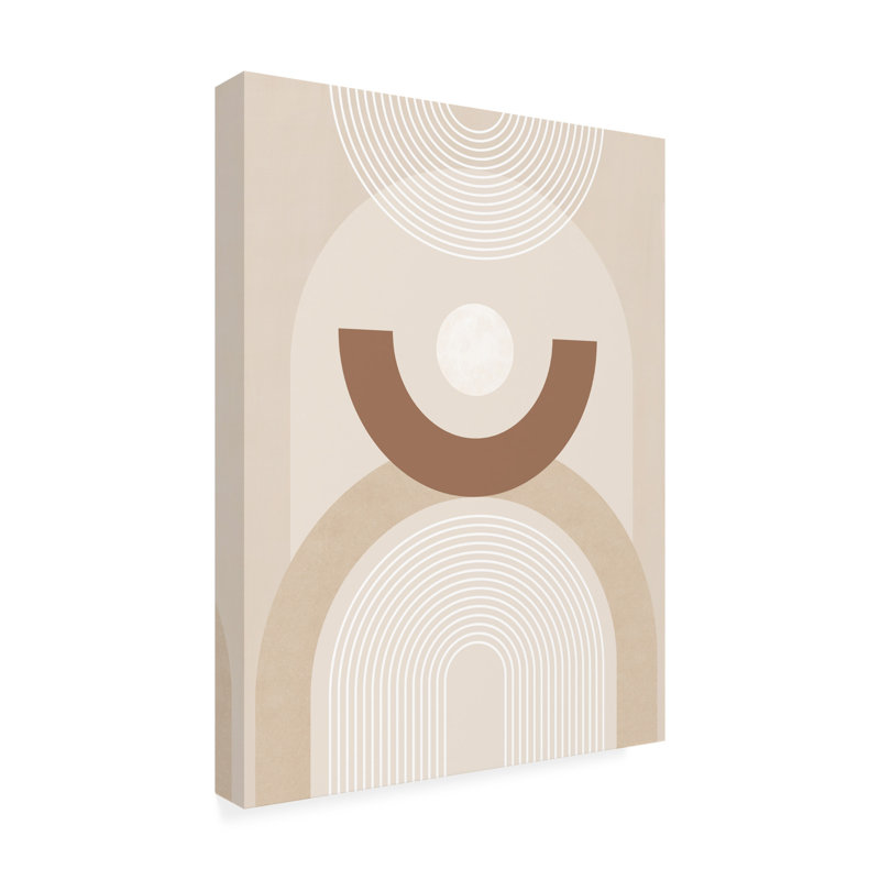 Imprimé bolognique beige Mid-Century n ° 1 sur toile par Elena Ristova, H 32 po x l 24 po x P 2 po