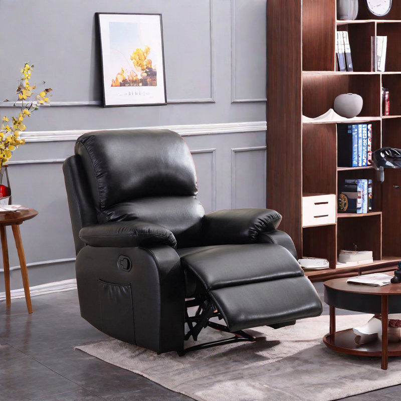 Fauteuil inclinable pivotant en similicuir Kundani, Noir
