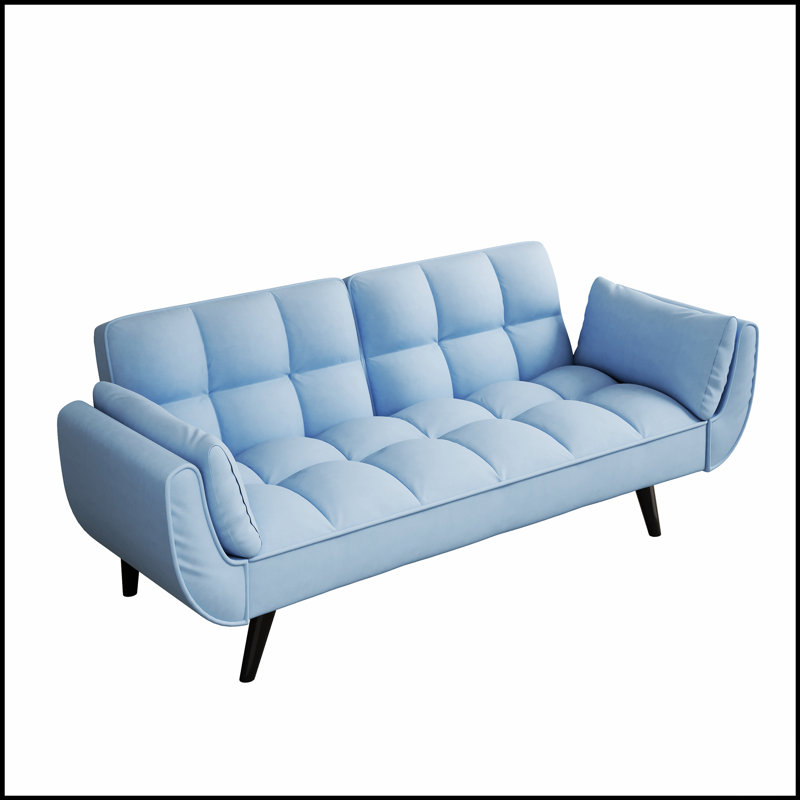 Comfortable Blue Sofa With Soft Armrests And Throw Pillows, Perfect For Small Apartments And Bedrooms., Antique Navy Blue