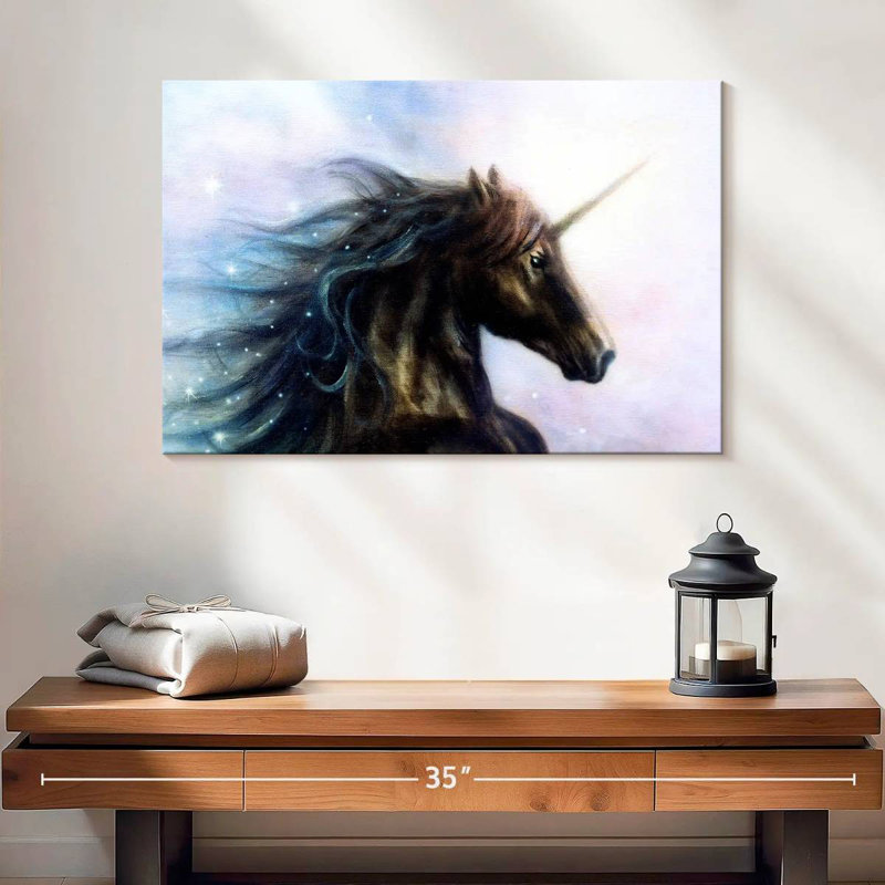 Kelan Black Unicorn, 16" H x 24" W