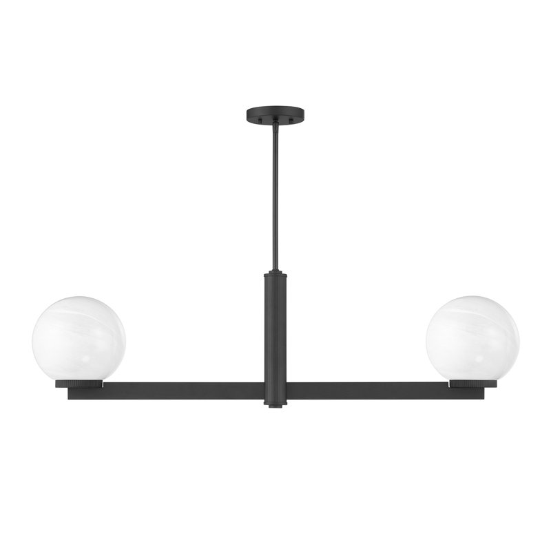 Oshra 2-Light Linear Chandelier in Matte Black, Matte Black