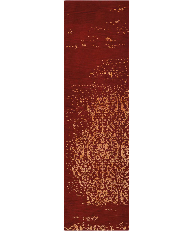 Tapis orange contemporain Paris, Tapis de couloir 2 pi 3 po x 8 pi