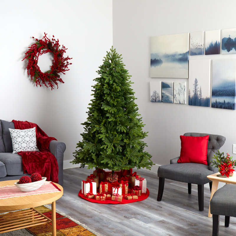 Sapin de Noël vert artificiel avec lumières blanches claires, H 6 pi 6 po