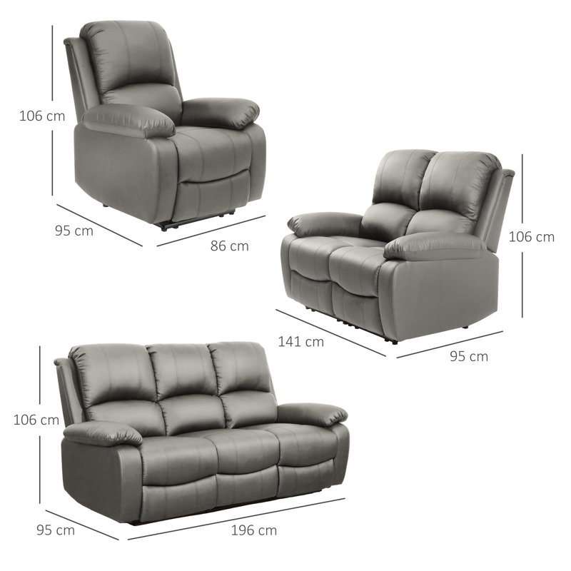 Mikaal 3 - Piece Faux Leather Living Room Set, Light Gray