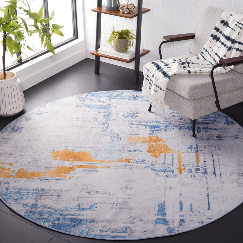 Tacoma Performance Machine Washable Abstract Rug, Round 6'