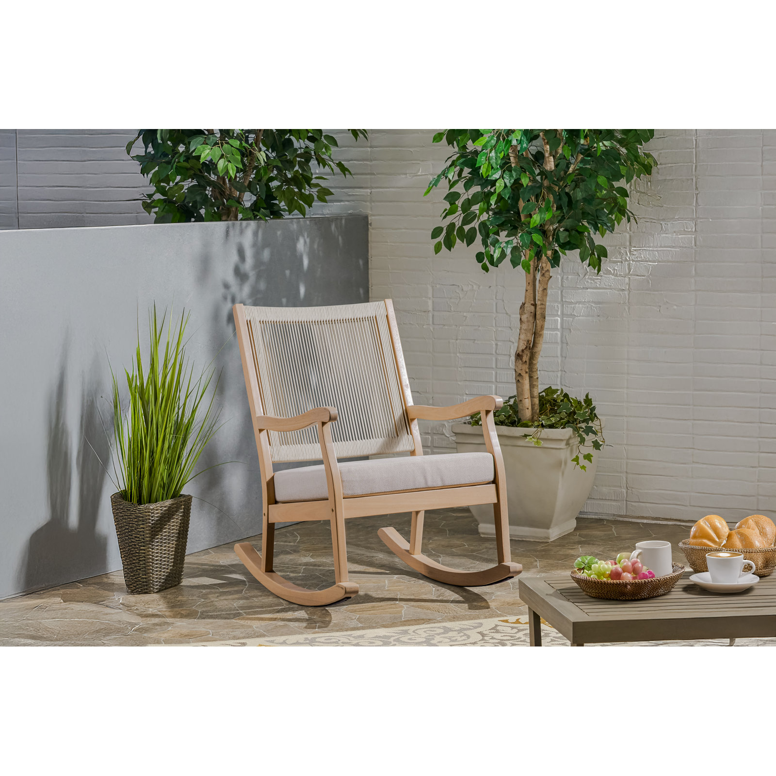 Eucalyptus Wood Rope Rocking Chair