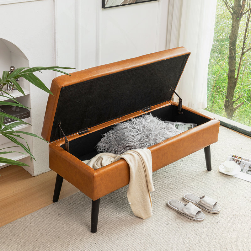 Banc de rangement avec banc de rangement pour l'extrémité de la chambre à coucher, Brun