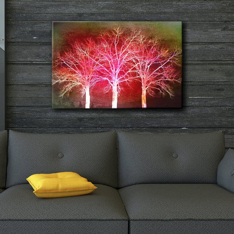 Arbres avec le coucher de soleil derrière eux sur toile, H 16 po x l 24 po x P 1,5 po