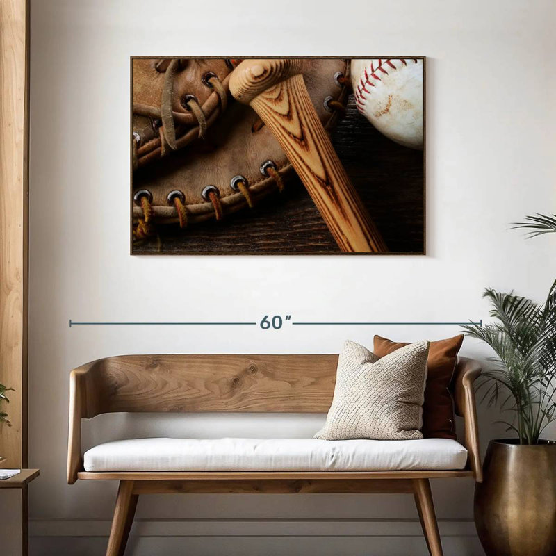Old Old Baseball Stuff, Cadre flottant en noyer, 43 po x 29 po