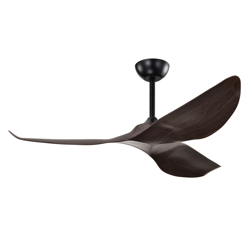 Ventilateur de plafond 3 pales avec télécommande Duncan, Noir mat, Bois brun