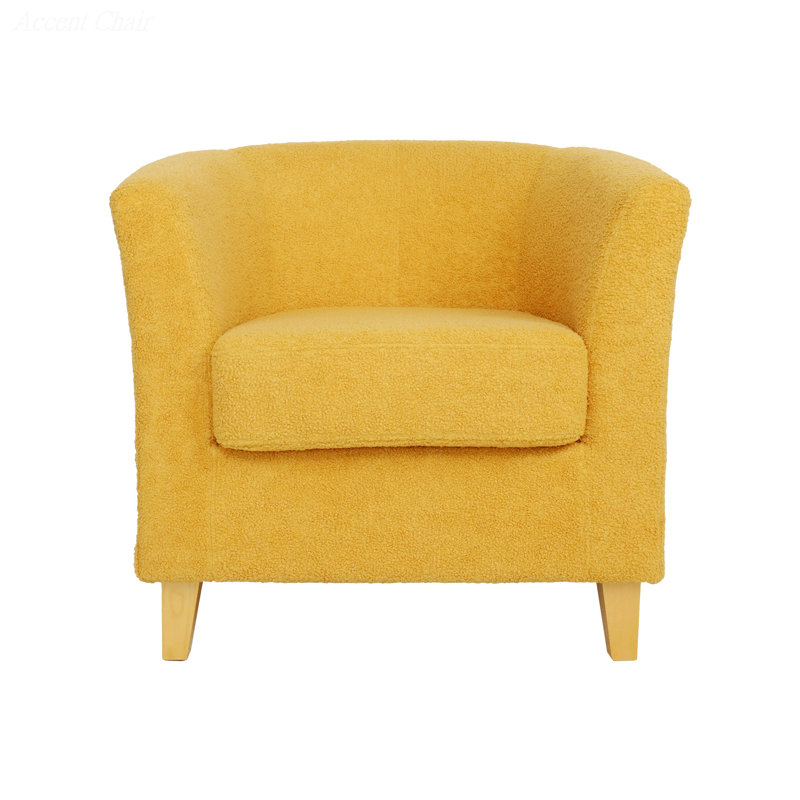 Fauteuil demi-tonneau de 29 po de largeur Dorset, Naturel, Tissu moutarde