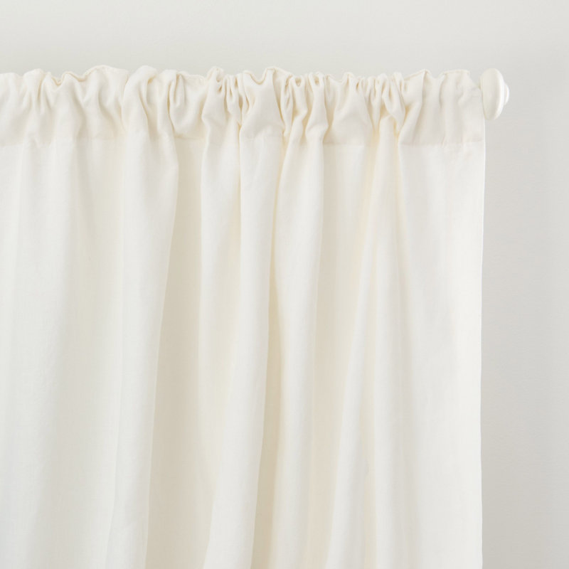 100% French Linen Curtain Set, Cream, 50" W x 108" L